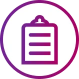 Pink clipboard icon in circle